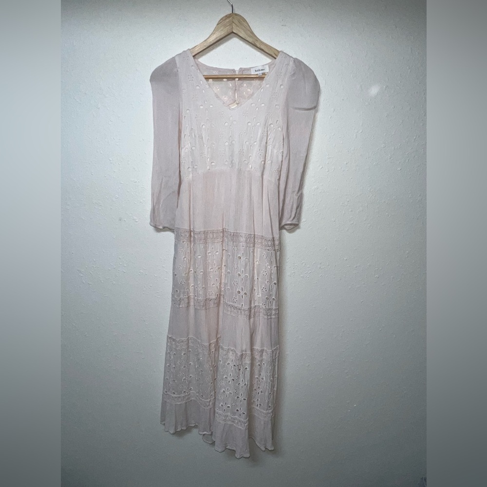 Bohme Embroidered Cream‎ Maxi Women’s Small Bohemian Dress